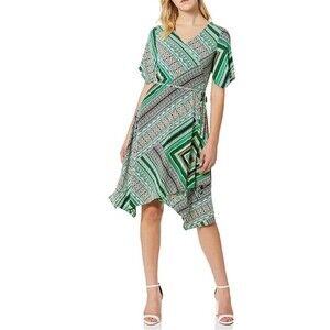 Rafaella Womens green boho print flowy dress size 1X